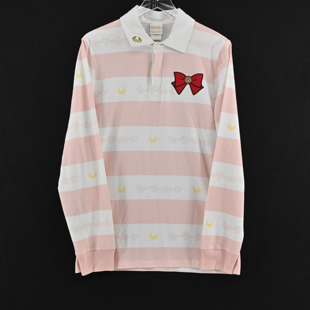 Sailor Moon Pink Stripe Polo Shirt Size M Anime BoxLunch Exclusive Long Sleeve